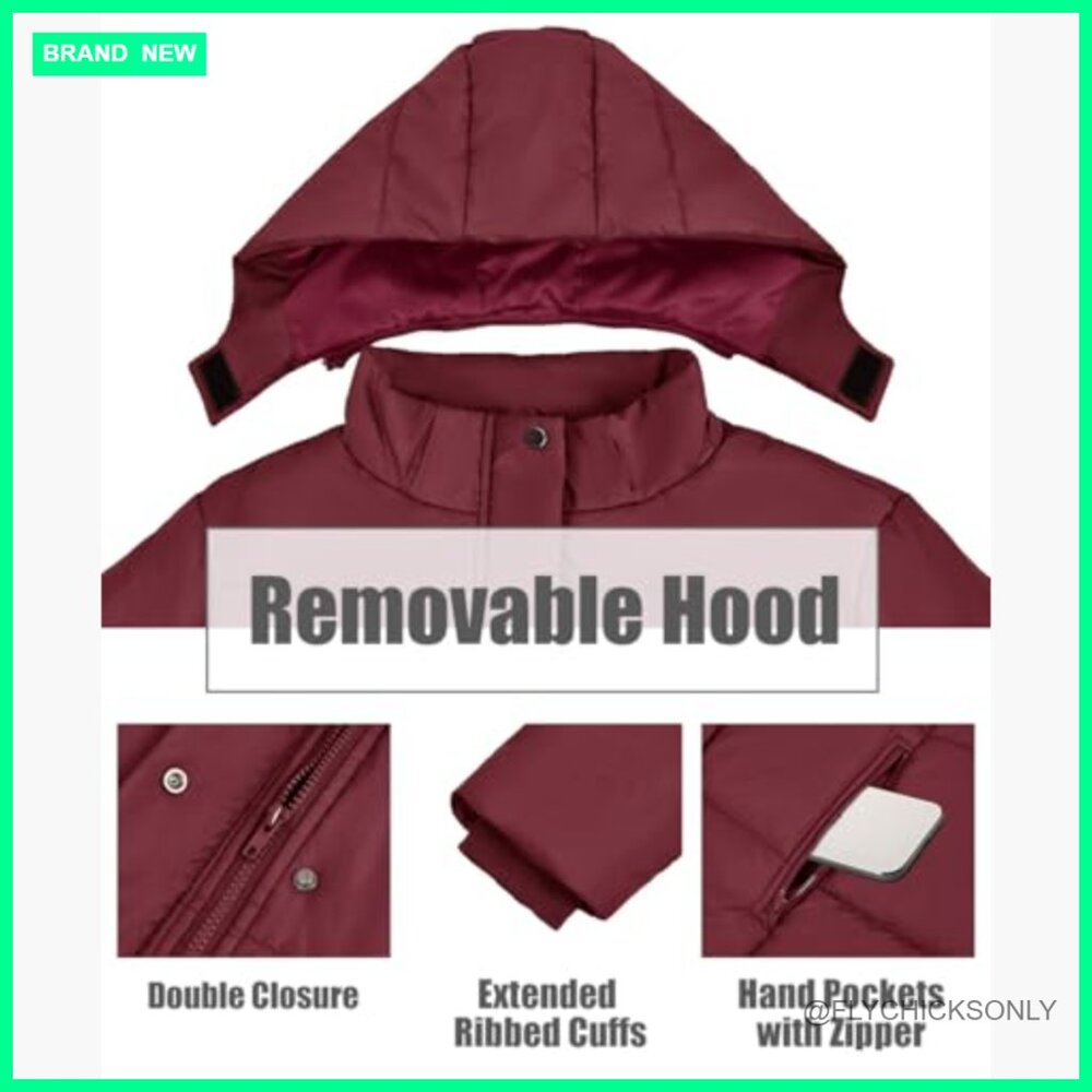 Polyester Quilted Jacket with Removable Hood, Win… - image 5